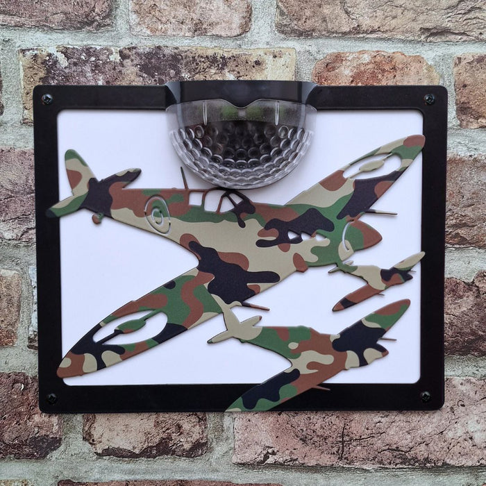 Limited Edition Camo Spitfire Solar Light Wall Plaque