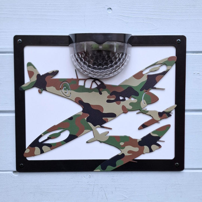 Limited Edition Camo Spitfire Solar Light Wall Plaque