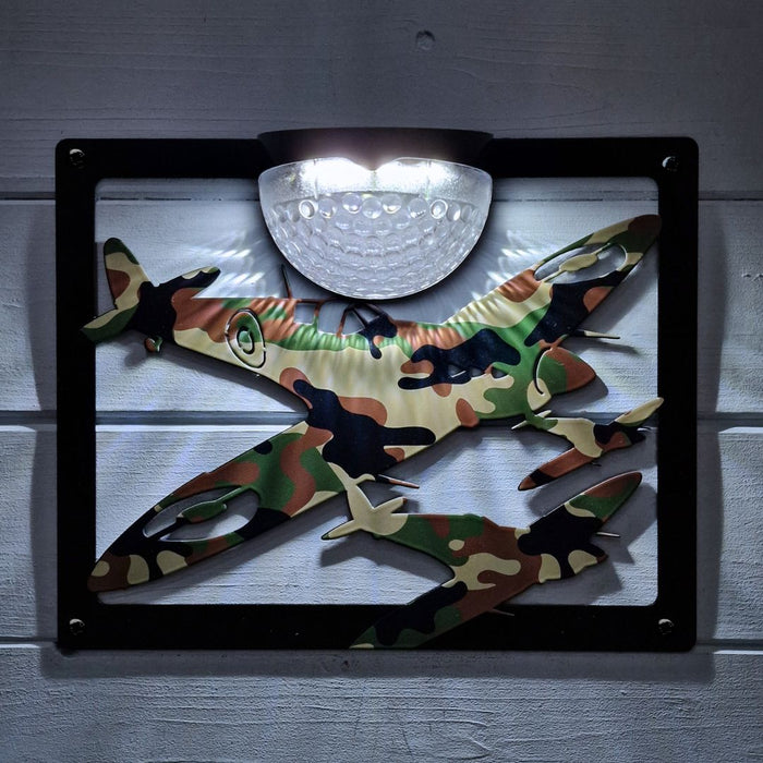 Limited Edition Camo Spitfire Solar Light Wall Plaque