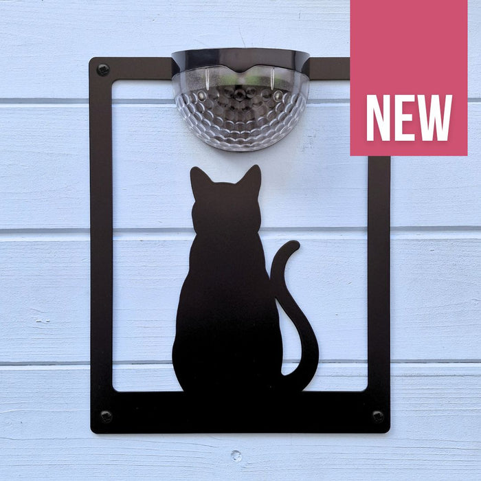 Sitting Cat Solar Light Wall Plaque