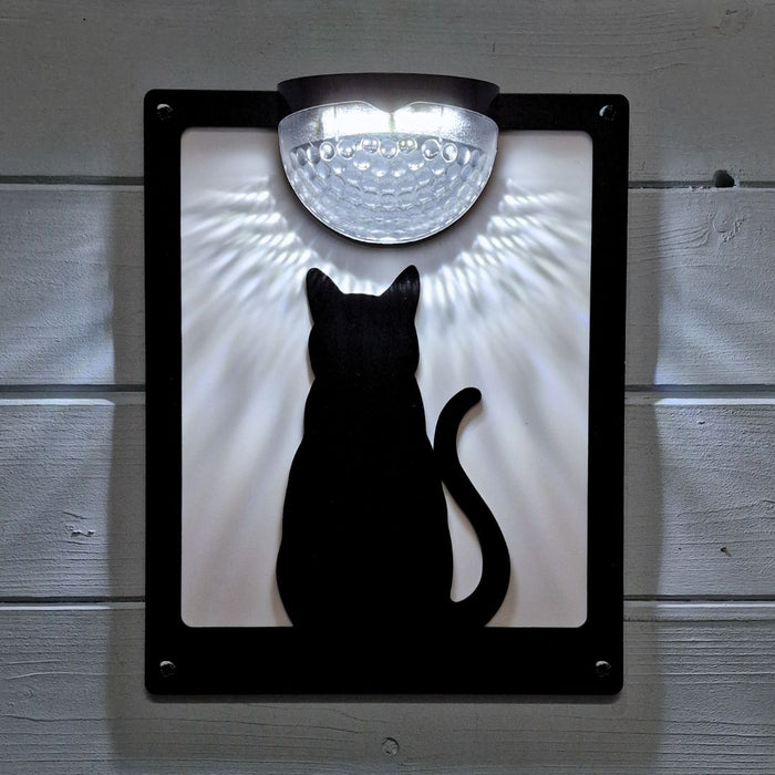 Sitting Cat Solar Light Wall Plaque