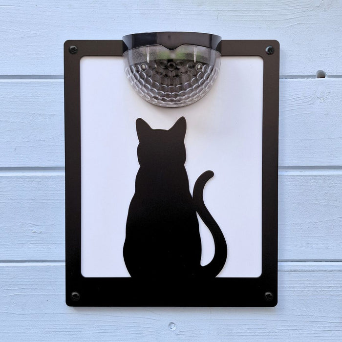 Sitting Cat Solar Light Wall Plaque