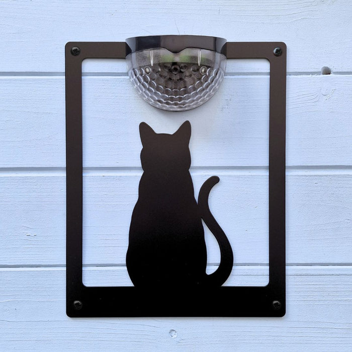 Sitting Cat Solar Light Wall Plaque