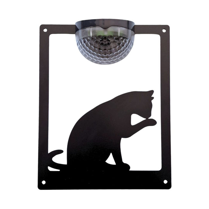 Grooming Cat Solar Light Wall Plaque