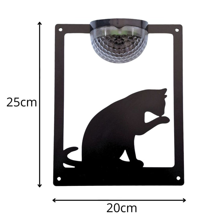 Grooming Cat Solar Light Wall Plaque