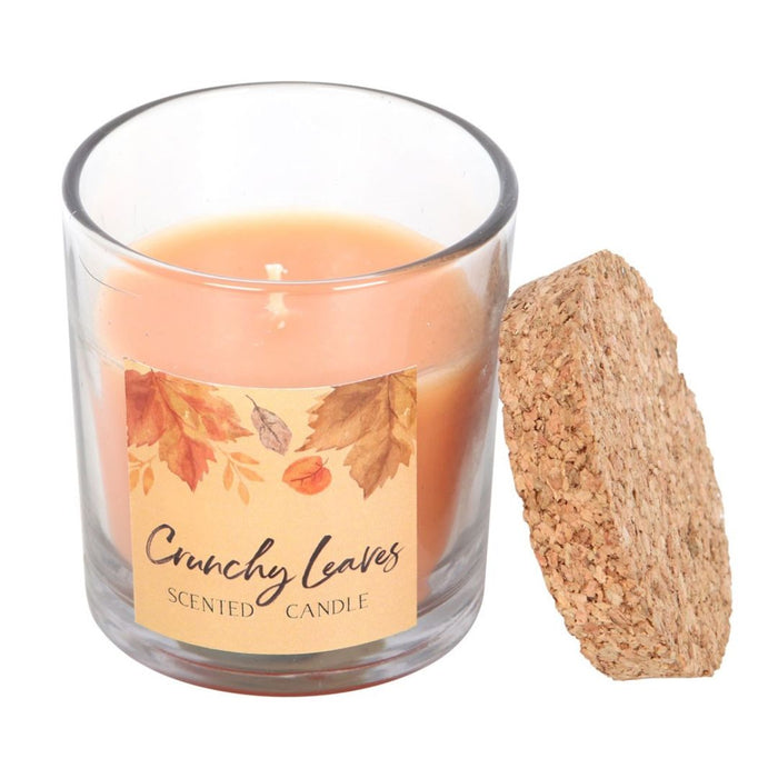 Autumn Crunchy Leaves Candle in Glass Pot