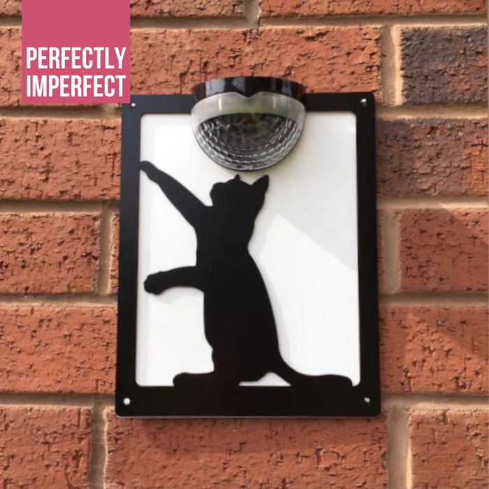 IMPERFECT- Cat Solar Light Wall Plaque