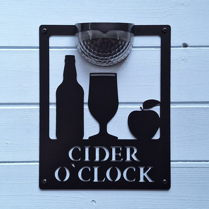 Cider O'Clock Sign with Solar Powered Light