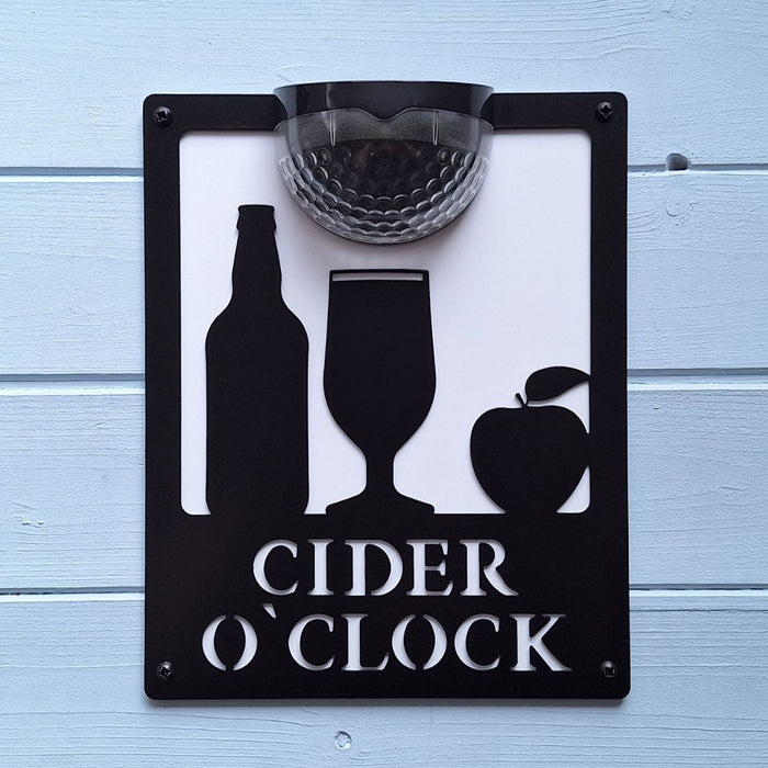 Cider O'Clock Sign with Solar Powered Light