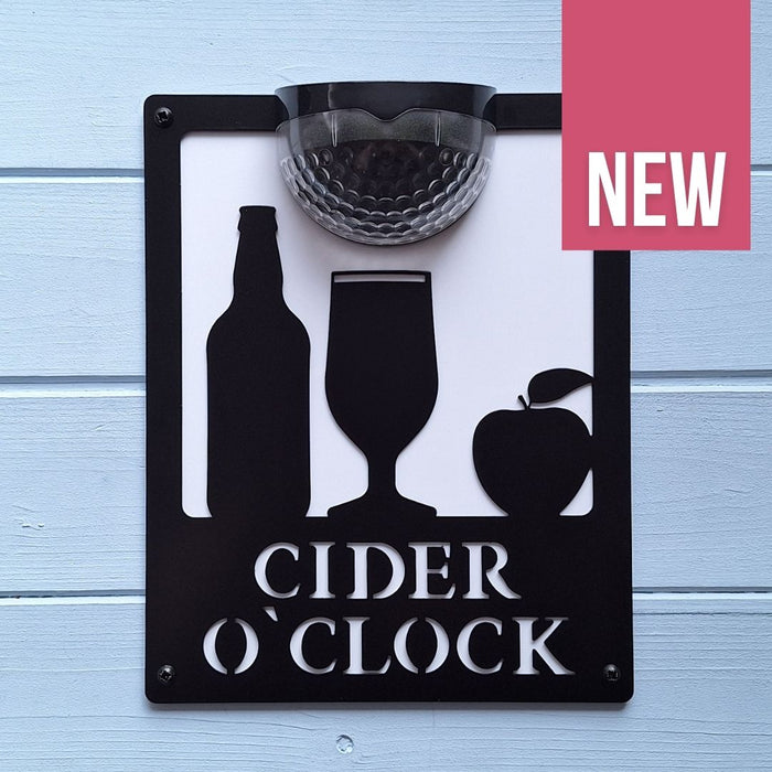 Cider O'Clock Sign with Solar Powered Light