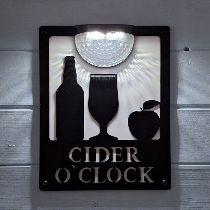 Cider O'Clock Sign with Solar Powered Light