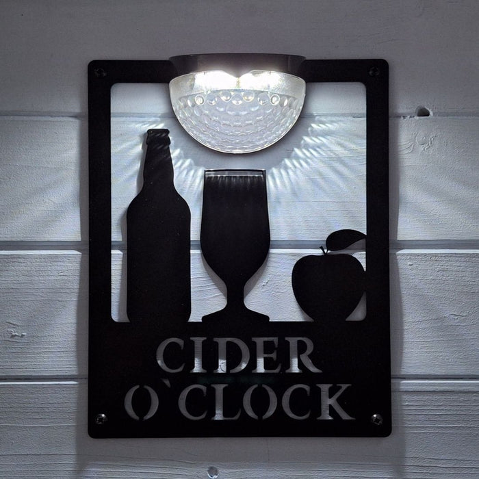 Cider O'Clock Sign with Solar Powered Light