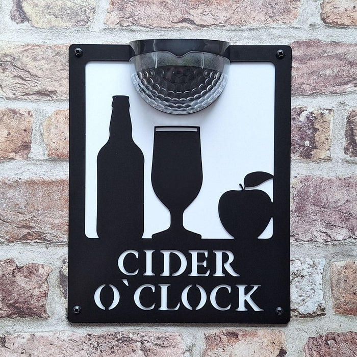 Cider O'Clock Sign with Solar Powered Light