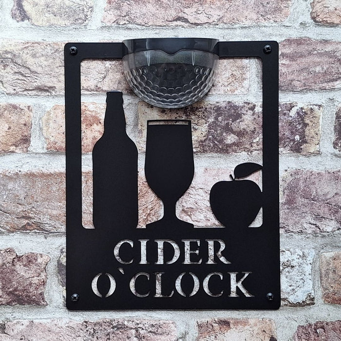 Cider O'Clock Sign with Solar Powered Light