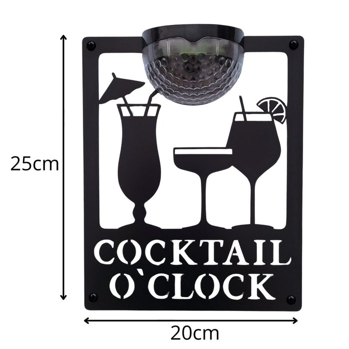 Cocktail O'Clock Sign with Solar Powered Light