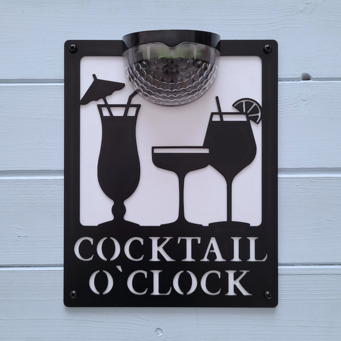 Cocktail O'Clock Sign with Solar Powered Light