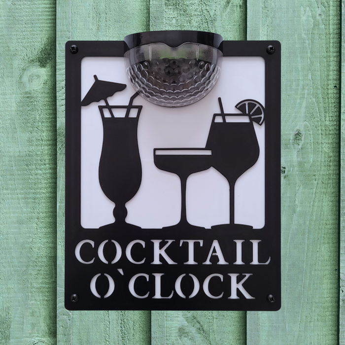 Cocktail O'Clock Sign with Solar Powered Light