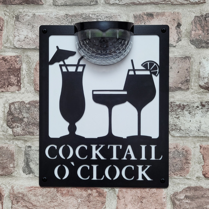 Cocktail O'Clock Sign with Solar Powered Light