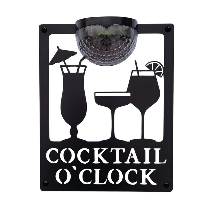 Cocktail O'Clock Sign with Solar Powered Light