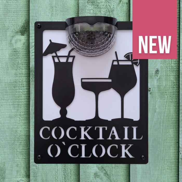 Cocktail O'Clock Sign with Solar Powered Light