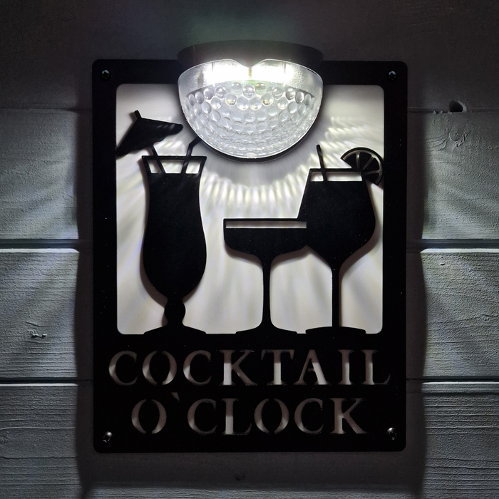 Cocktail O'Clock Sign with Solar Powered Light