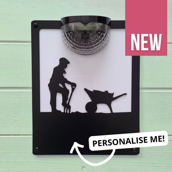 Male Gardener Solar Light Wall Plaque (You Can Personalise Me!)