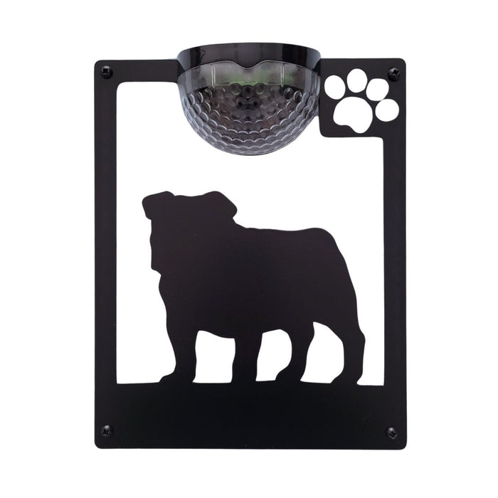 English Bulldog Solar Light Wall Plaque