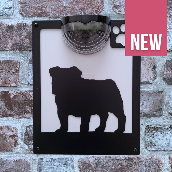 English Bulldog Solar Light Wall Plaque