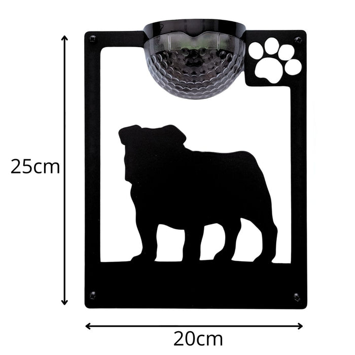 English Bulldog Solar Light Wall Plaque