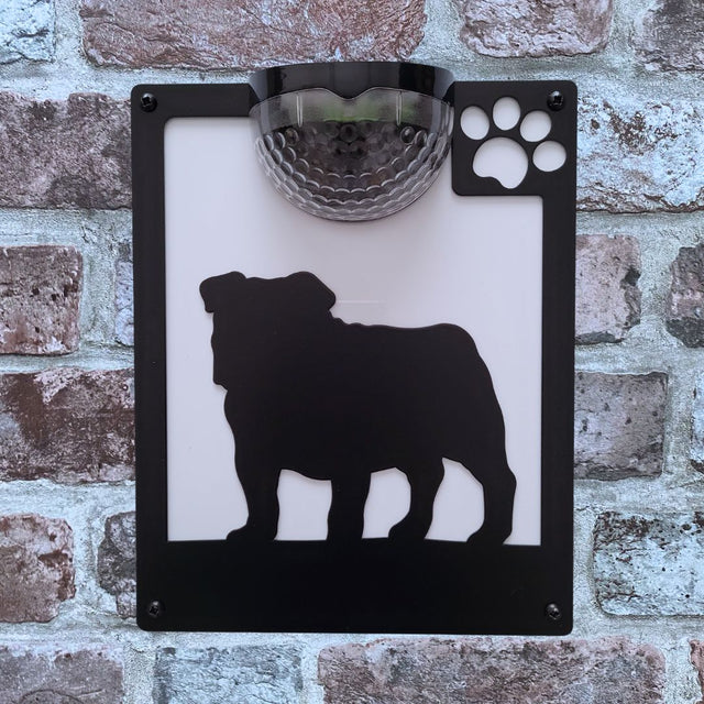 English Bulldog Solar Light Wall Plaque