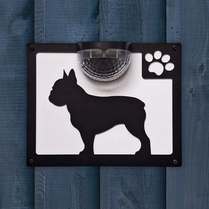 French Bulldog B Solar Light Wall Plaque