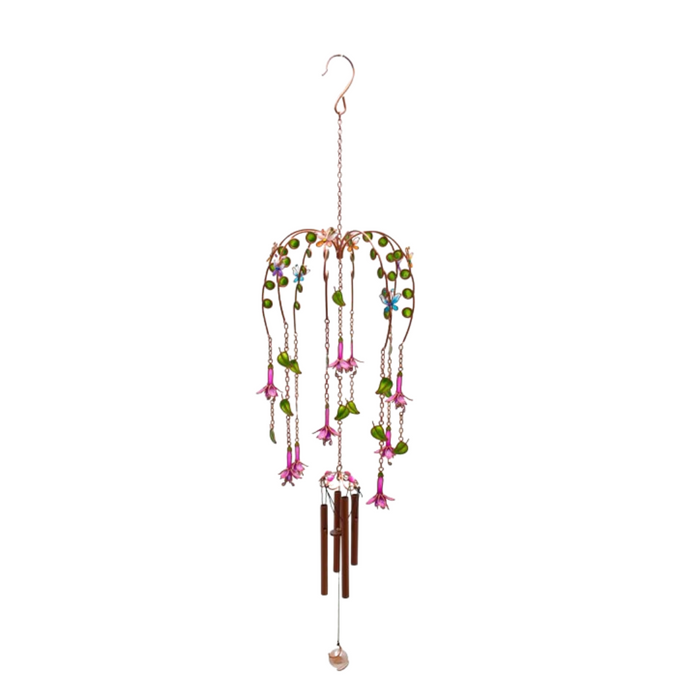 Fuchsia Floral Glass & Resin Windchime