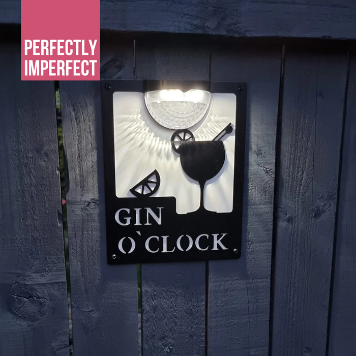 IMPERFECT- Gin O'Clock Sign with Solar Powered Light