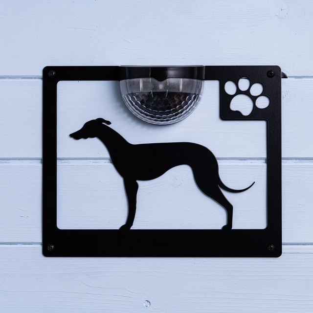 Greyhound Dog Solar Light Wall Plaque