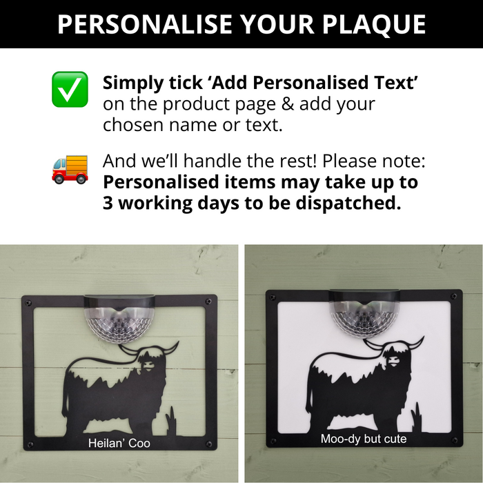 Highland Cow Solar Light Wall Plaque