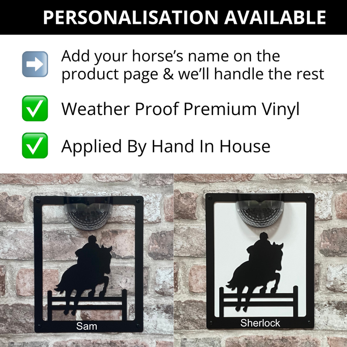 Horse Show Jumper Solar Light Wall Plaque