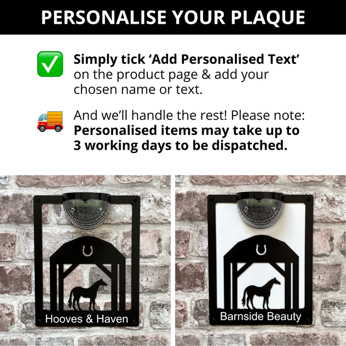 Horse In Barn Solar Light Wall Plaque