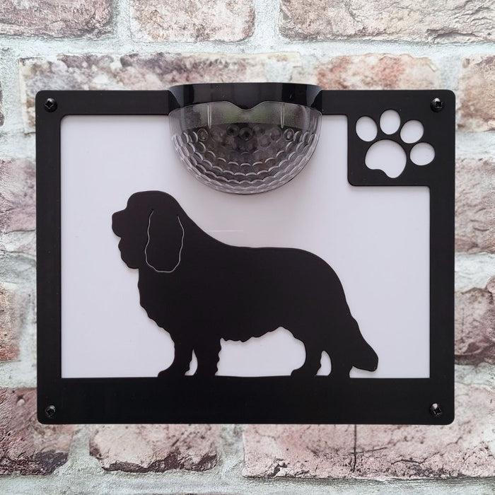 Cavalier King Charles Spaniel Dog Solar Light Wall Plaque