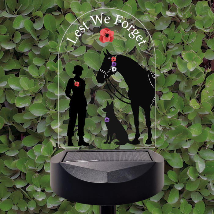 Lest We Forget Solar Stake (Female Soldier with dog)