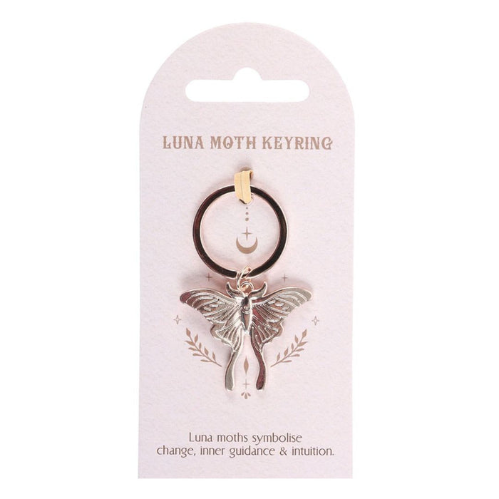 Light Luna Moth Metal Keyring