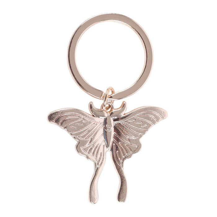 Light Luna Moth Metal Keyring