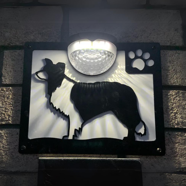 Border Collie Dog Solar Light Wall Plaque