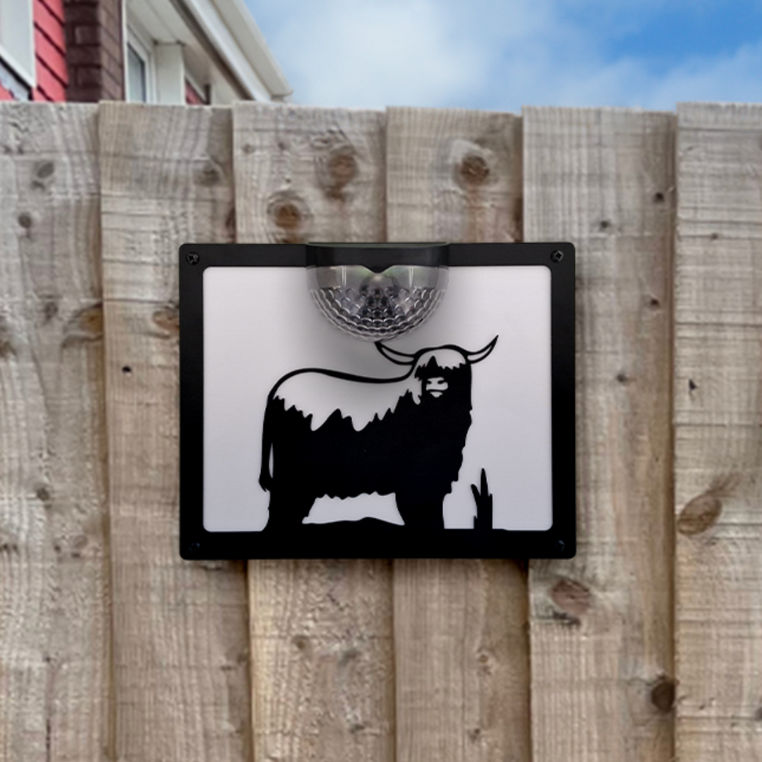 Highland Cow Solar Light Wall Plaque