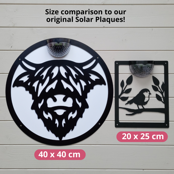 Large Highland Cow Circle Solar Plaque