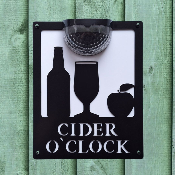 Cider O'Clock Sign with Solar Powered Light