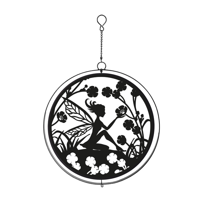 Black Metal Fairy Hanging Silhouette Orbit Spinner