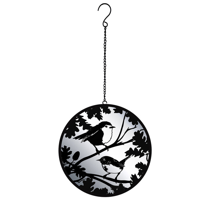 Black Robin & Wren Hanging Mirror Silhouette