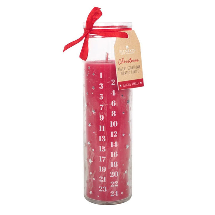 Red Vanilla Advent Glass Tube Candle