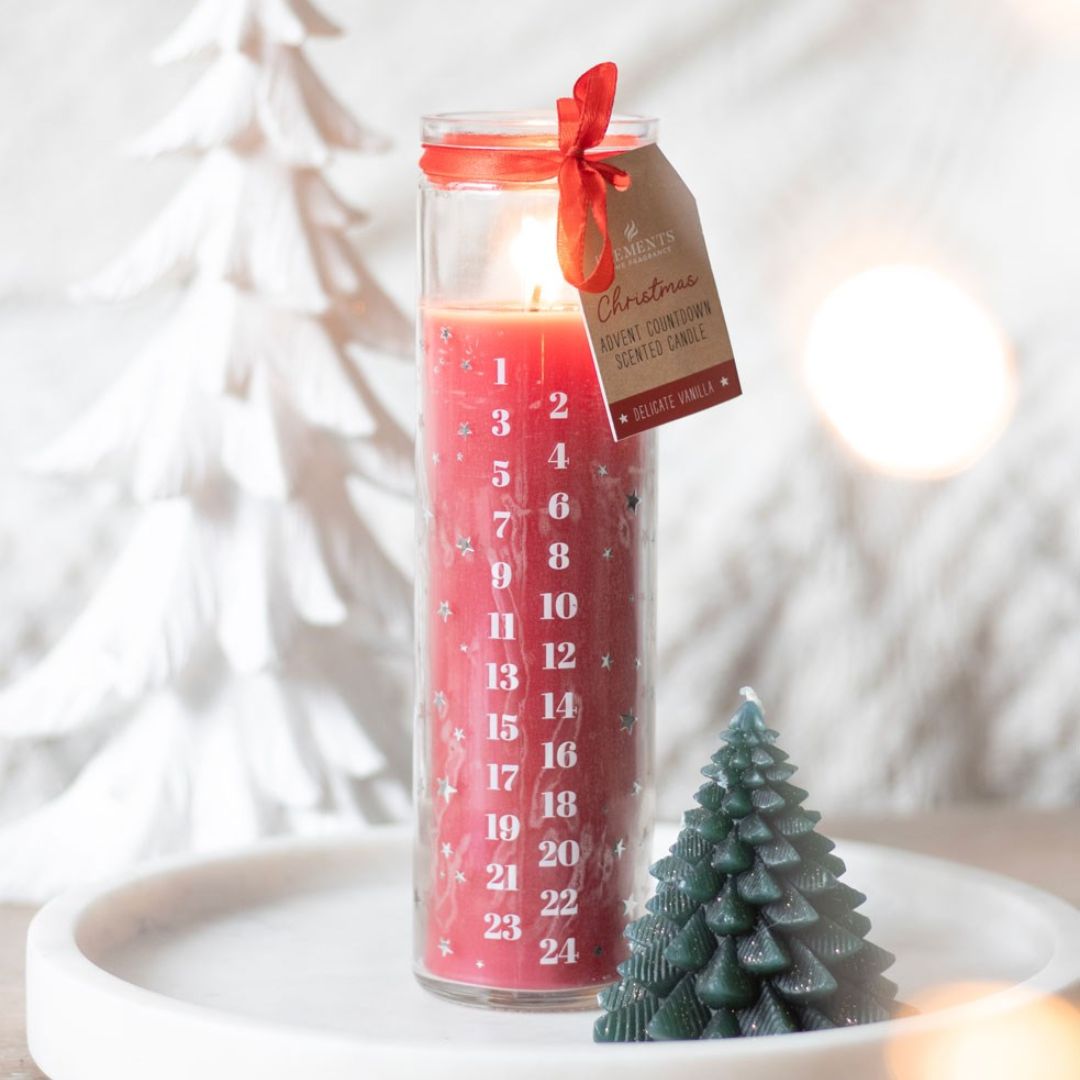 Red Vanilla Advent Glass Tube Candle