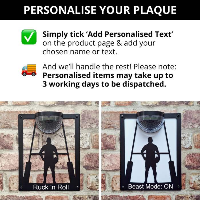 Rugby Player Solar Light Wall Plaque